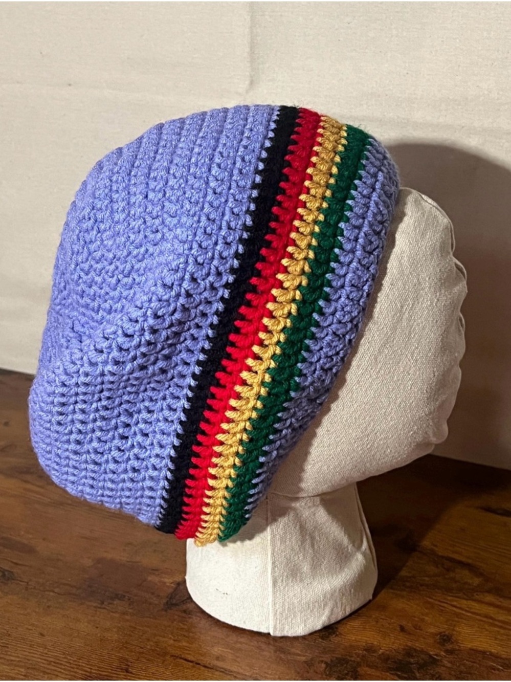 Handmade Crochet Rasta Tam Hat | Slouchy Beanie for Locs | Purple